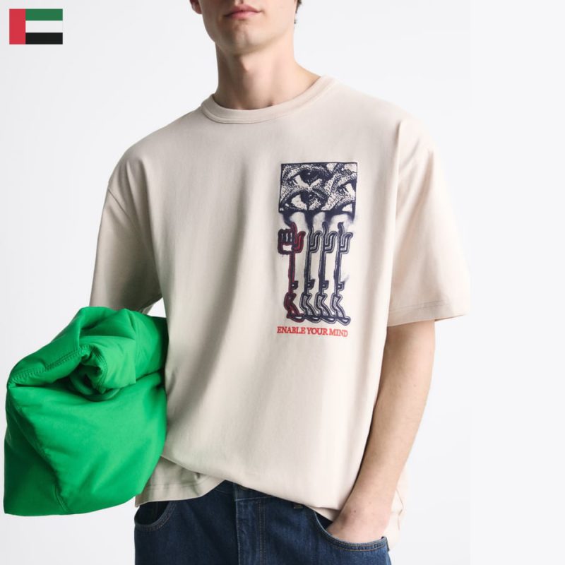 تیشرت اورجینال مردانه زارا Zara T-Shirt With Contrast Print