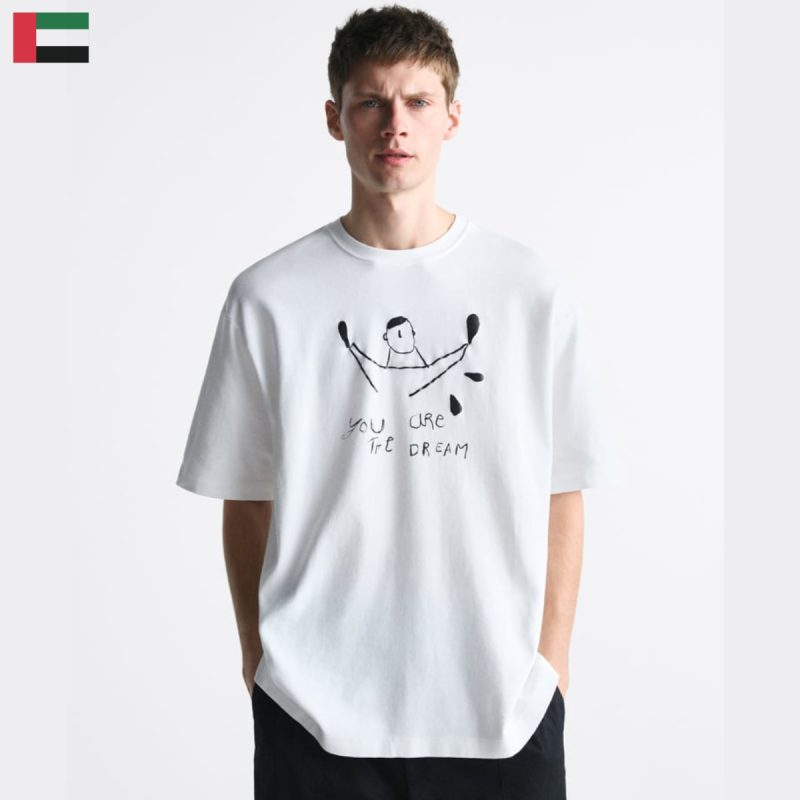 تیشرت اورجینال مردانه زارا Zara T-Shirt Contrast Printed