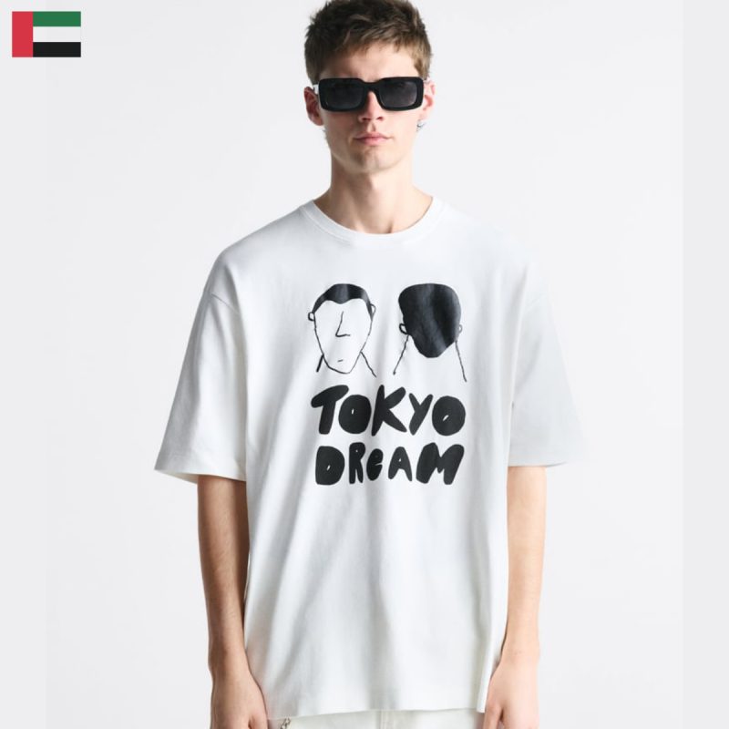 تیشرت اورجینال مردانه زارا Zara Contrast Printed T-Shirt