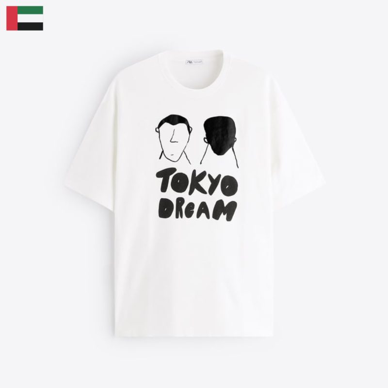 تیشرت اورجینال مردانه زارا Zara Contrast Printed T-Shirt