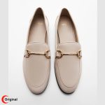 کفش اورجینال زنانه منگو Mango Metallic Detail Leather Loafers