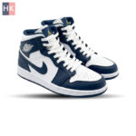کتونی ساقدار نایک ایر جردن 1 سرمه ای و سفید ( Nike Air Jordan 1 High )
