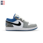 کتونی نایک ایر جردن 1 طوسی و آبی ( Nike Air Jordan 1 Low Light Smoke Grey and Dark Marina Blue )